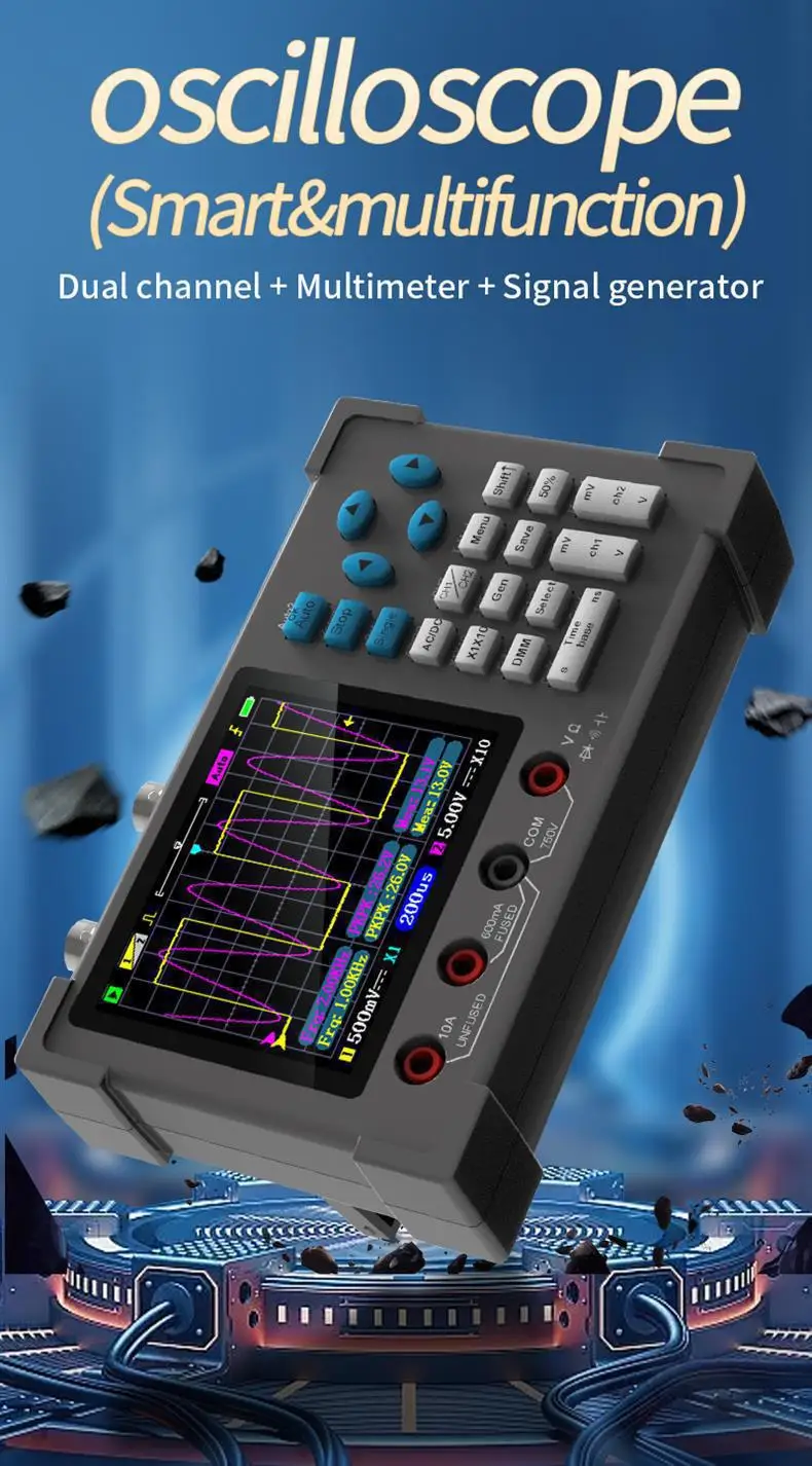 Protable DSO3D12 3.2 Inch Desktop Digital Oscilloscope 120M Bandwidth Dual Chann