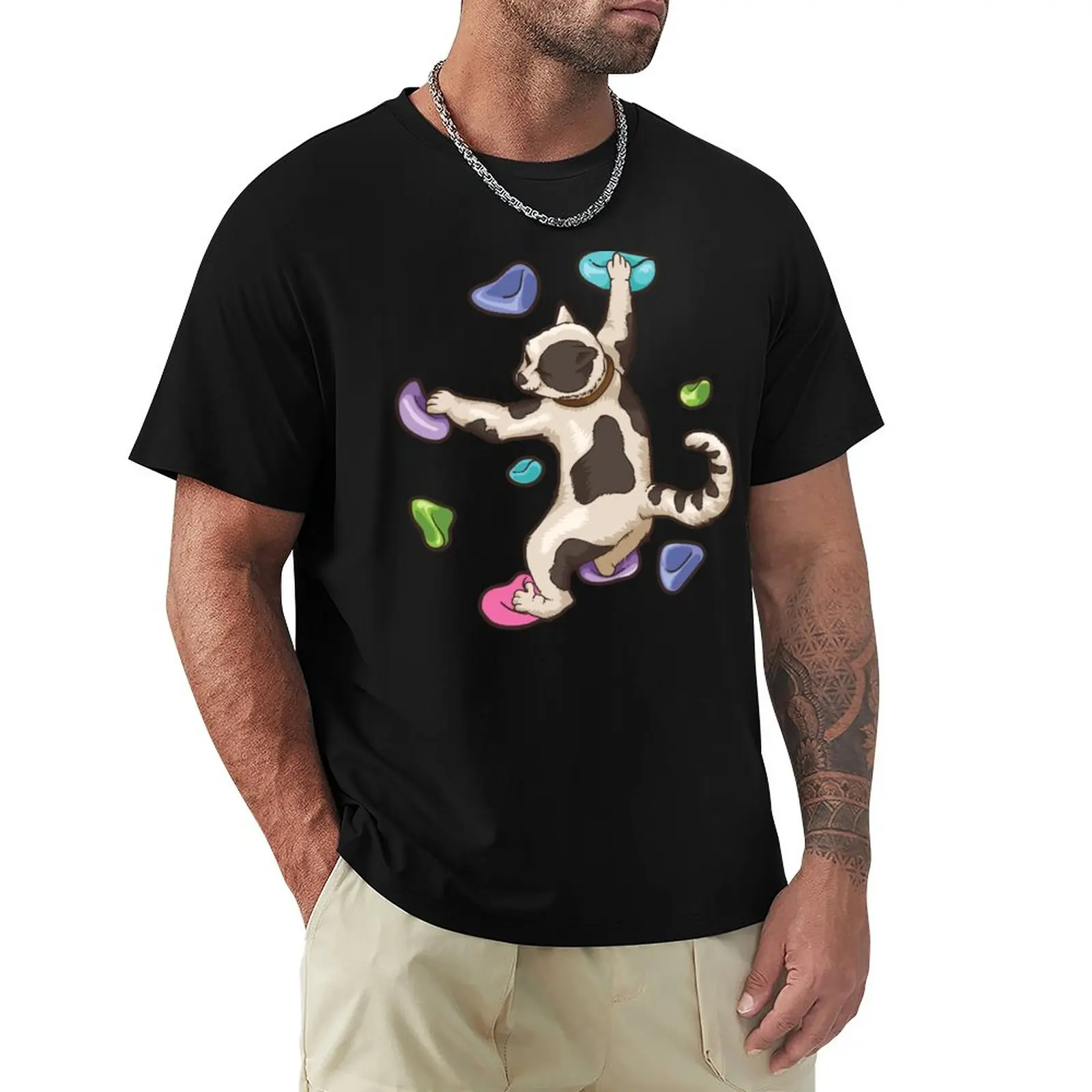 

cute Bouldering Cat climbing shirt T-Shirt shirts graphic tees blondie t shirt Short t-shirt clothes for men