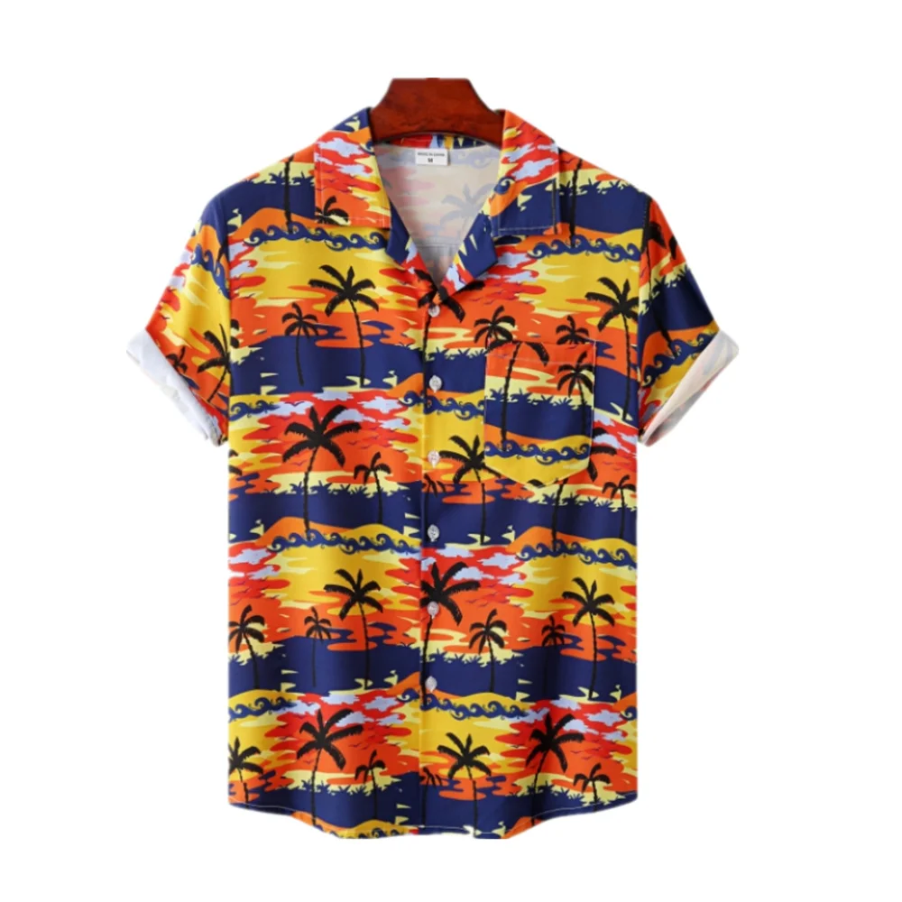 

Men's Summer Fashion Hawaiian Shirt Coconut Tree Pattern 3D Printing Shirt Unisex Harajuku Street Casual Short Sleeve Shirt Top