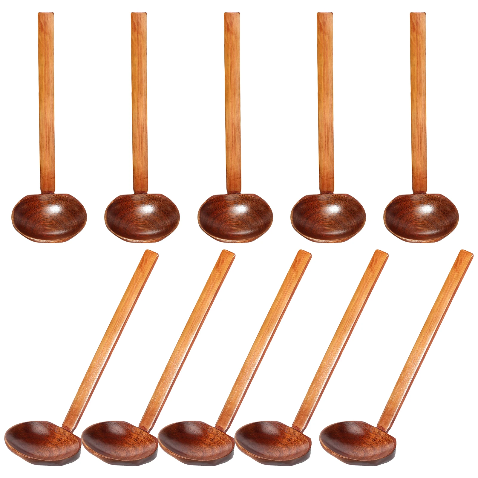 10PCS Wood Soup Spoon with Long Handle Japanese Style Ramen Spoon Large Hot Pot Tortoise Shell Serving wooden spoon wooden cooking spoon soup spoon