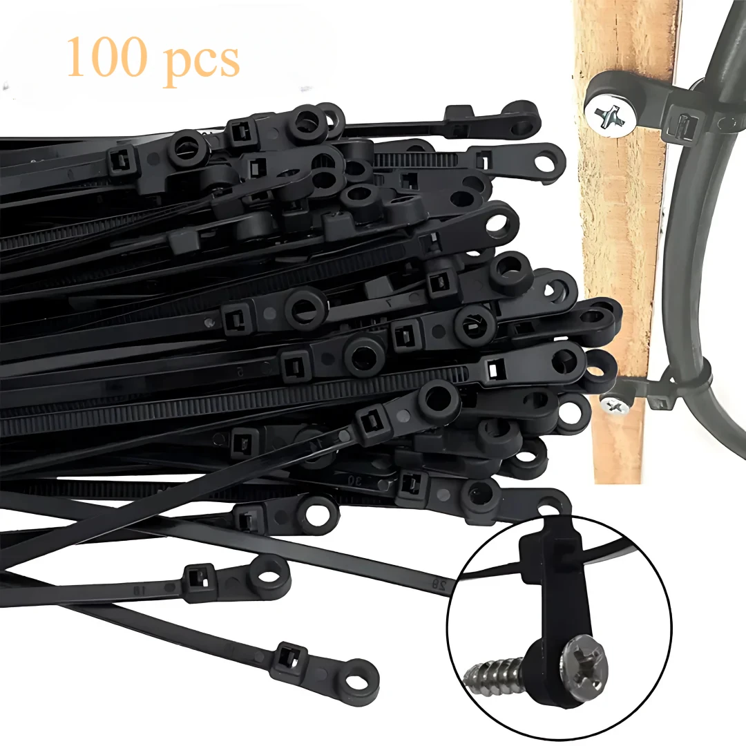 Screw Hole Cable Ties 100/1000PCS Reusable Fixed Nylon Self-locking Cord Straps Fastening Loop Office Organizer cable organizer cable ties nylon cable ties cable tie nylon zip ties