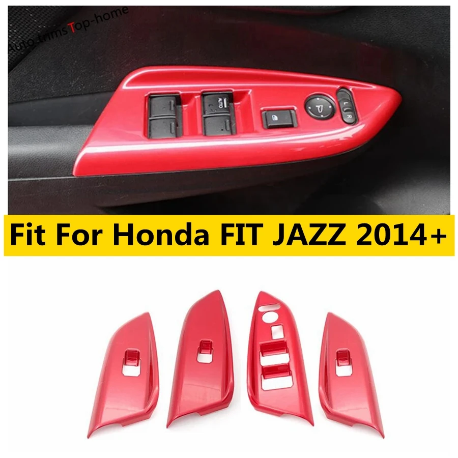

Red Inner Door Armrest Window Glass Lift Button Switch Control Panel Cover Trim Fit For Honda FIT JAZZ 2014 - 2018 Accessories