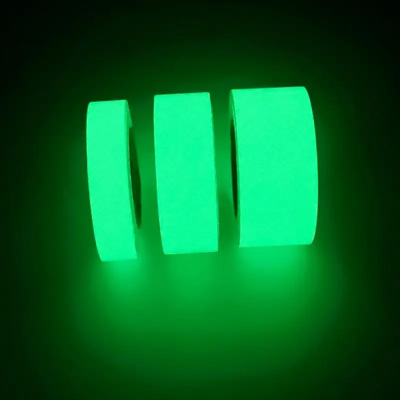 1~3Rolls Fluorescent Self-Adhesive Glow-In-The-Dark Tape Light Strip Fire Channel Stage Decoration Safety Exit Warning Stickers