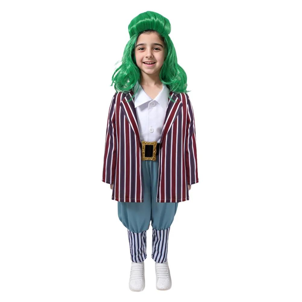 Kids Wonkka Oompa Cosplay Loompa Movie Chocolate Factory Costume Halloween Carnival Disguise Children Suit For Boys Girls