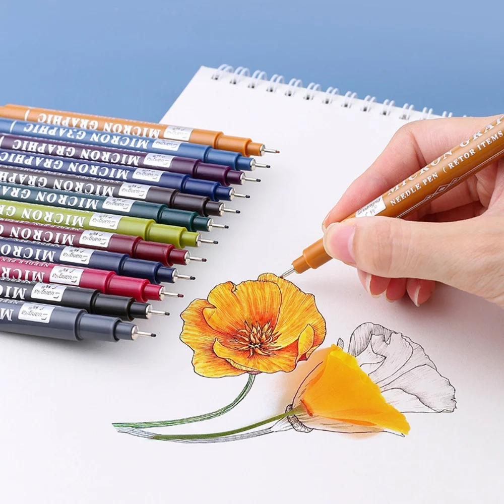 12 Farben 0,5 Micro, Fineliner-Stift-Set, Tinte, Stift mit feiner Spitze, Multi-Liner, Skizzieren, Anime, Künstlerillustration / technisches Zeichnen – Detail 7