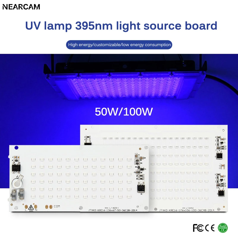 UV Disinfection Lamp UV Sterilization Lamp 50W/100W300W UV lamp 395NM linear light source board easy to install lamp film board light group bare source panel