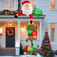 8FT Christmas Inflatables Decor, Climbing Santa Claus with Reindeer & Snowman/Elves, Xmas Decor for Beam Roof Tree Indoor Party 5