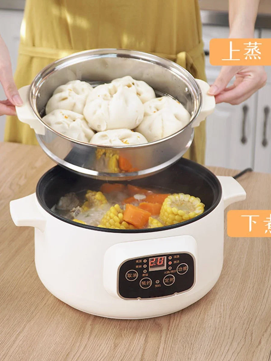 110V Electric Frying Pan Household Non-Stick Frying Pan Smart Travel Electric Rice Cookers US Japan 3
