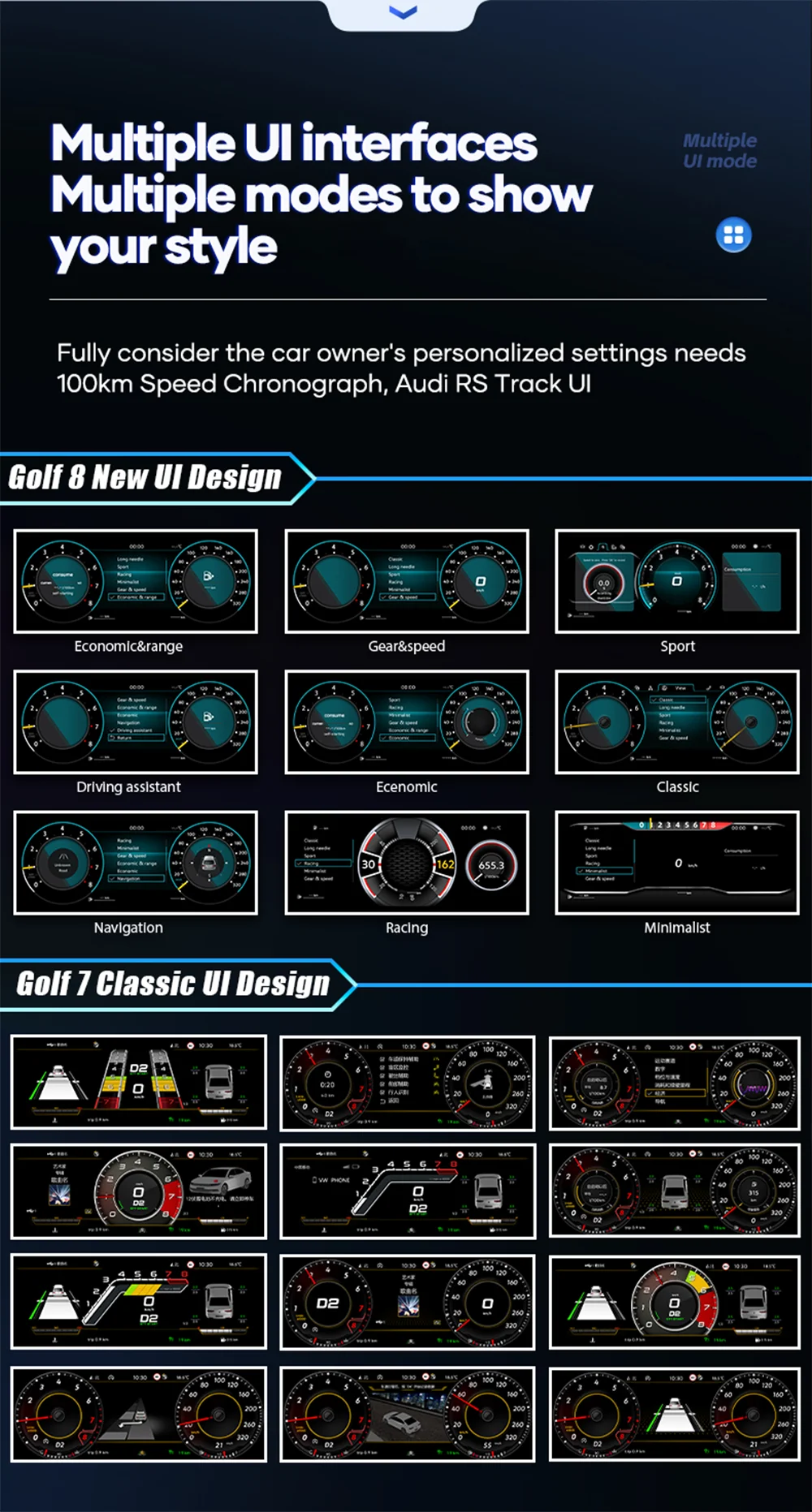 Digitales Armaturenbrett-Cluster für VW EOS Tiguan Touran Scirocco Seat Leon Crafter Sharan Virtual Cockpit Instrumententafel – Detail 21