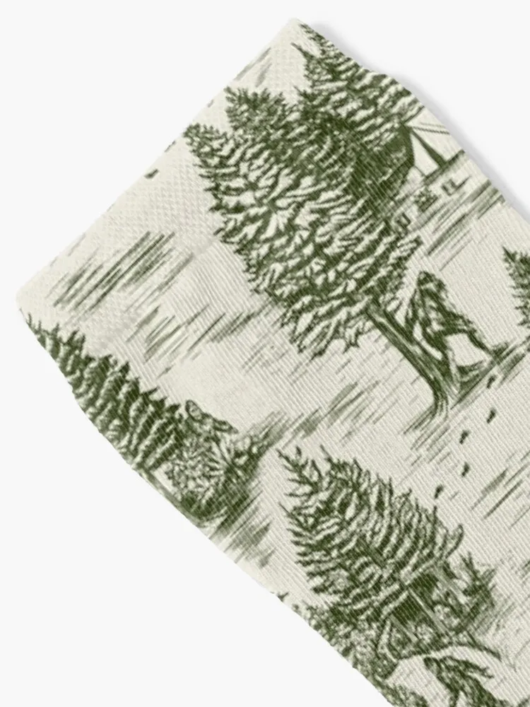 Bigfoot / Sasquatch Toile de Jouy in Forest Green Wrapping Paper