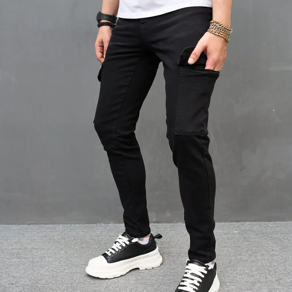 Description Picture 5 of item2024 New Pencil Small Foot Slim Casual Jeans Men's Wear Hip Hop Streetwear Long Pockets Fashionable Men's Denim Trousers