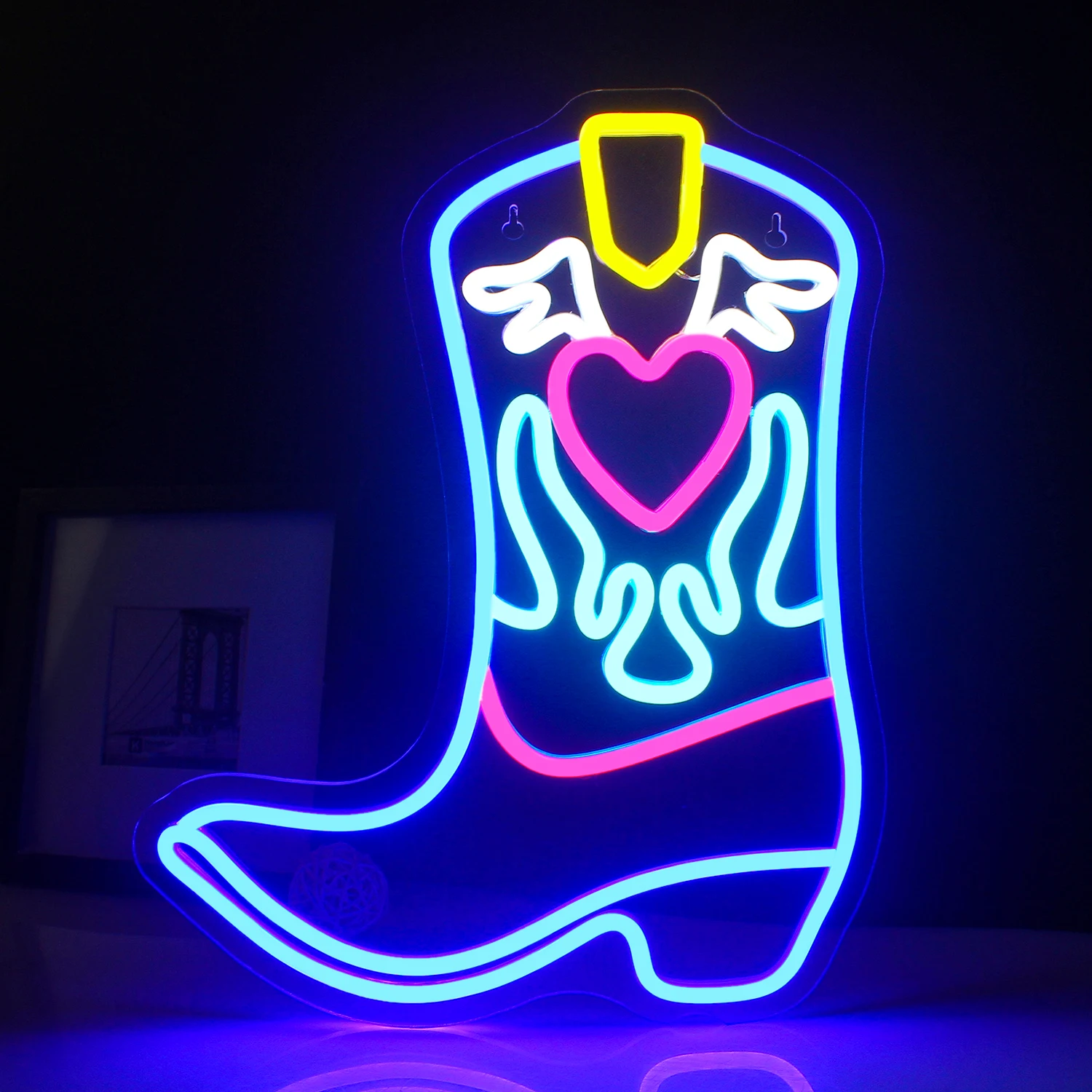 

Cowboy Boot Neon Sign Wall Decor USB Light Up Signs For Game Room Bedroom Western Cowboy Shop Bar Man Cave Birthday Party Gifts