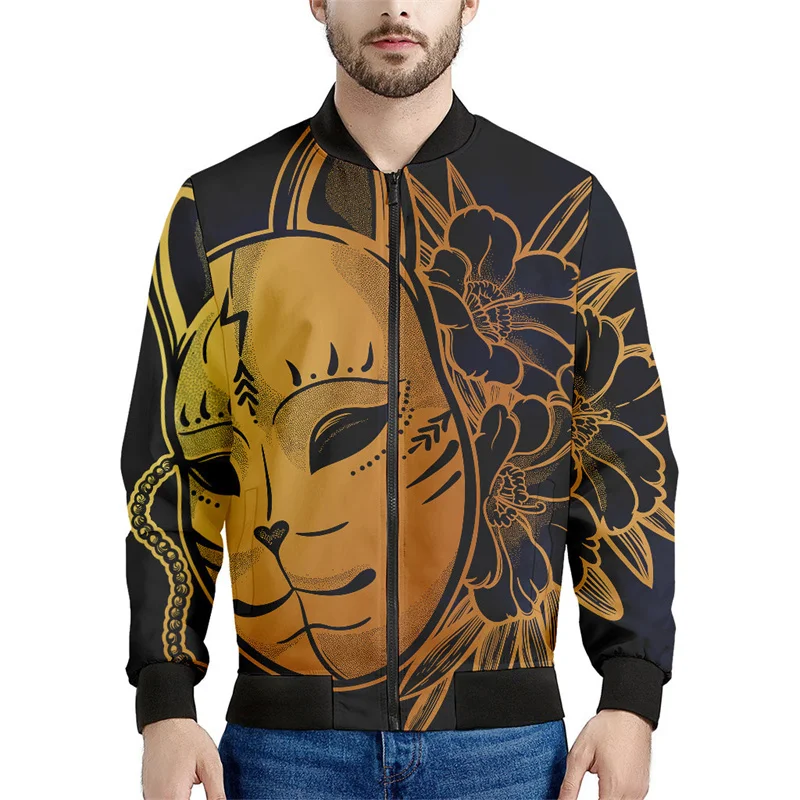 thumbnail image 1 of Bonita chaqueta con cremallera y estampado de zorro para hombre, divertida chaqueta con estampado 3D de animales, de manga larga, informal, holgada, para primavera y otoño, 1 of 4