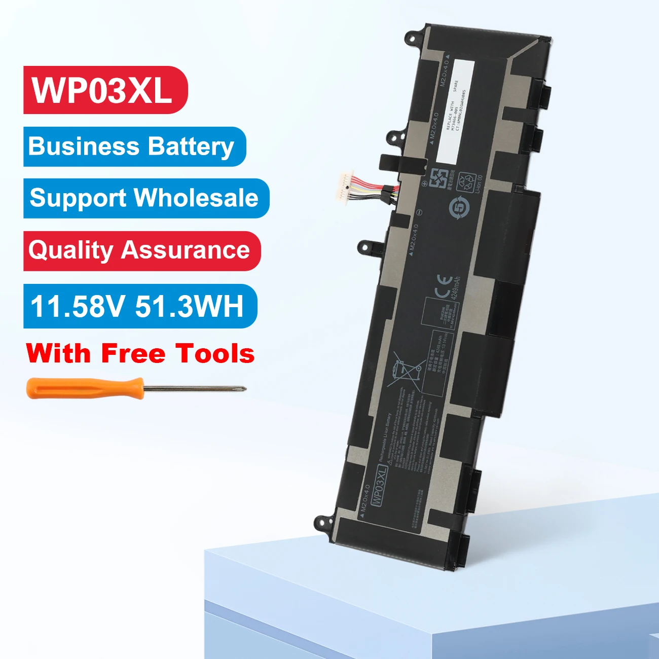 Batterie 11.58V 51.3Wh WP03XL Pour HP EliteBook 830 840 G9 G10, X360 1040, ZBook Firefly 14 - Compatible M73466-005 - 8