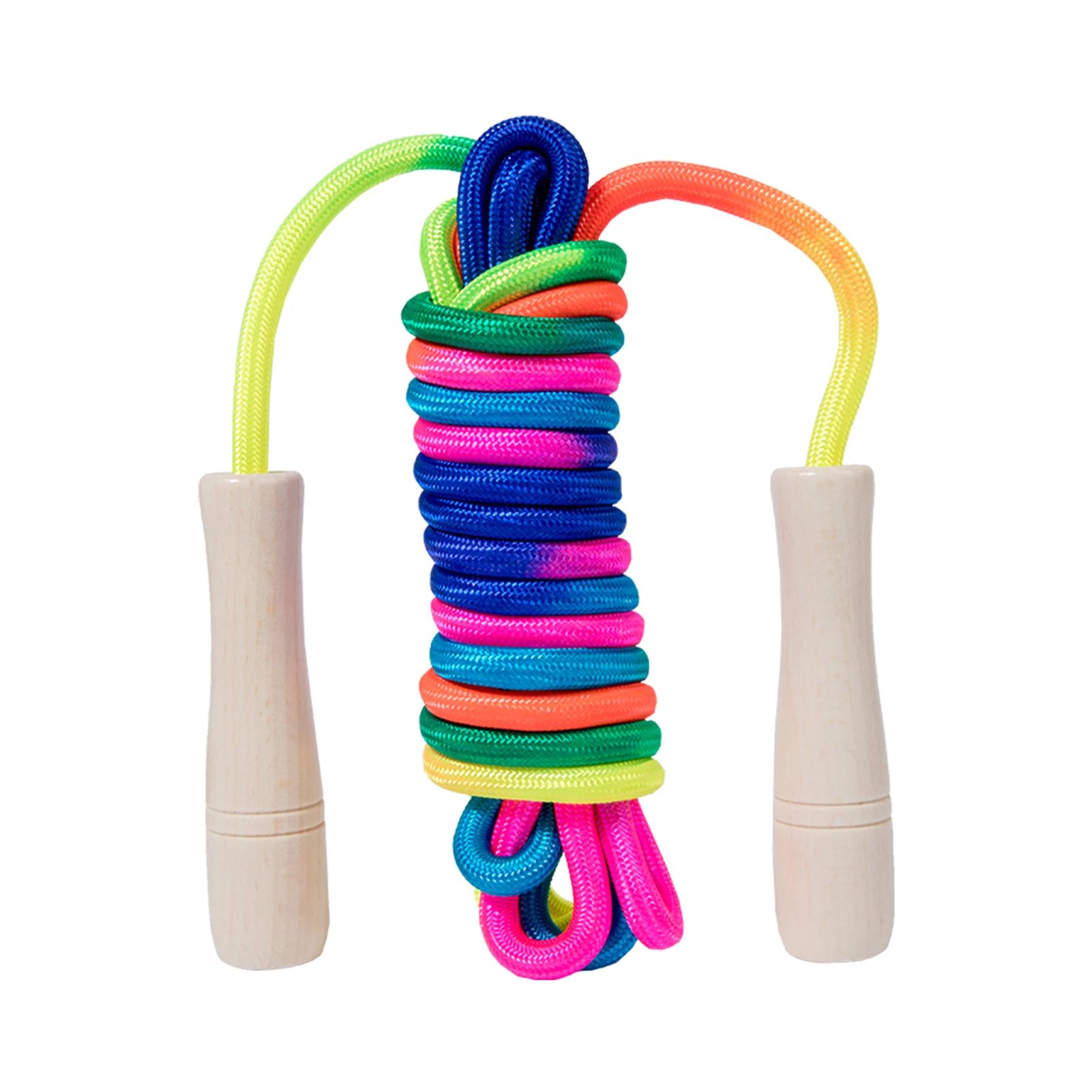 Corde à Sauter Colorée de 5m avec Manche en Bois, Jeu de ixpour  Multijoueur, Enfants et Adultes, Exercice SвDurable