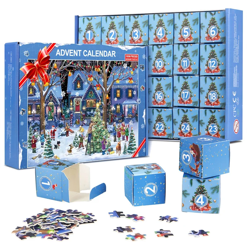 Description Picture 2 of itemChristmas Decorations 2024 Advent Calendar Jigsaw Puzzles Xmas Countdown Gift 24 Parts 1008 Pieces Jigsaw Puzzles Gift