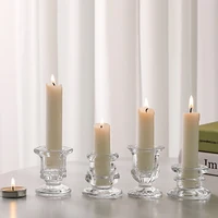 Glass Candle Holder Novelty Nordic Decor Candlestick Romantic Candle Stand Desk Accessories Wedding Centerpieces Ornaments Gifts 6