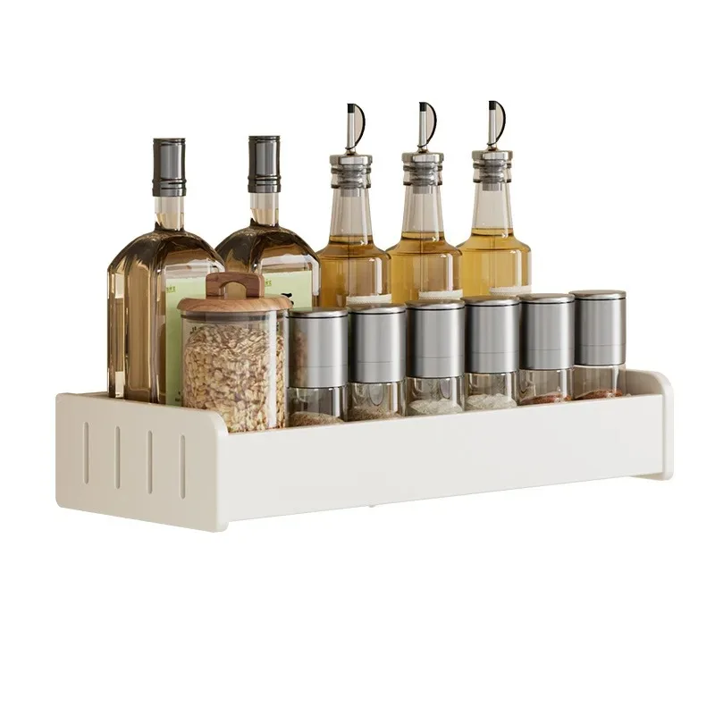 Wall Mounted Kitchen Condimenters Spice Rack Organizer Shelf Kitchen Storage Wall Shelf Organizers Hanging Hook Rack For Kitchen 6