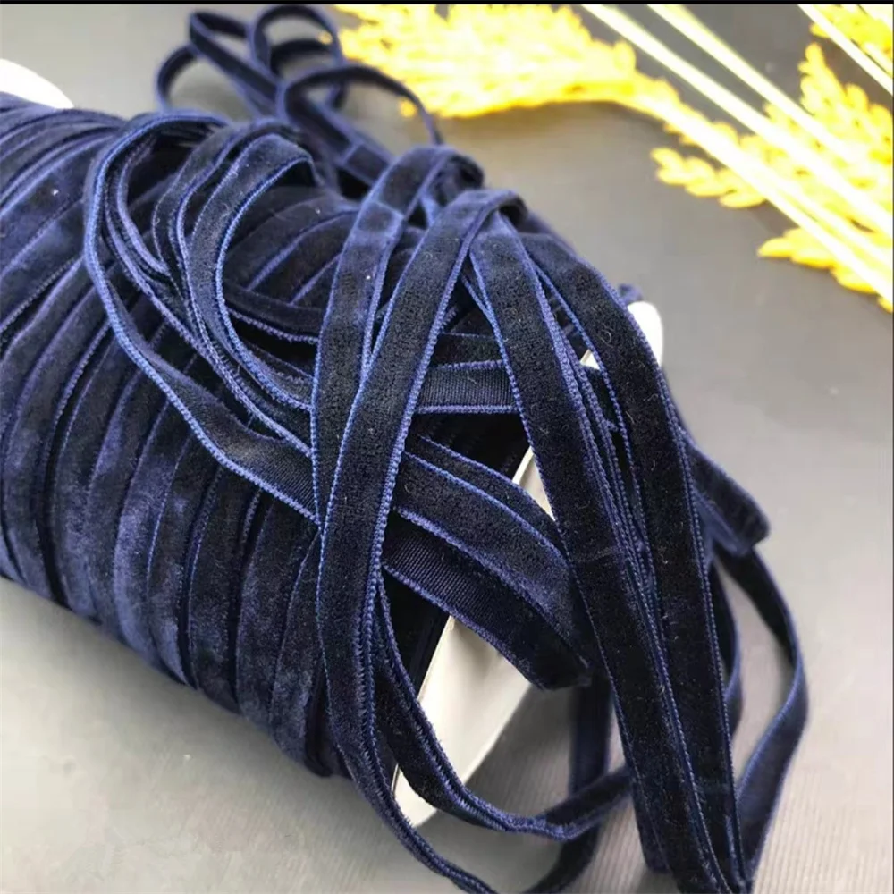 

9mm Double Face Velvet Ribbon Navyl Blue for Handmade Gift Bouquet Wrapping Party Decoration Christmas Inelastic