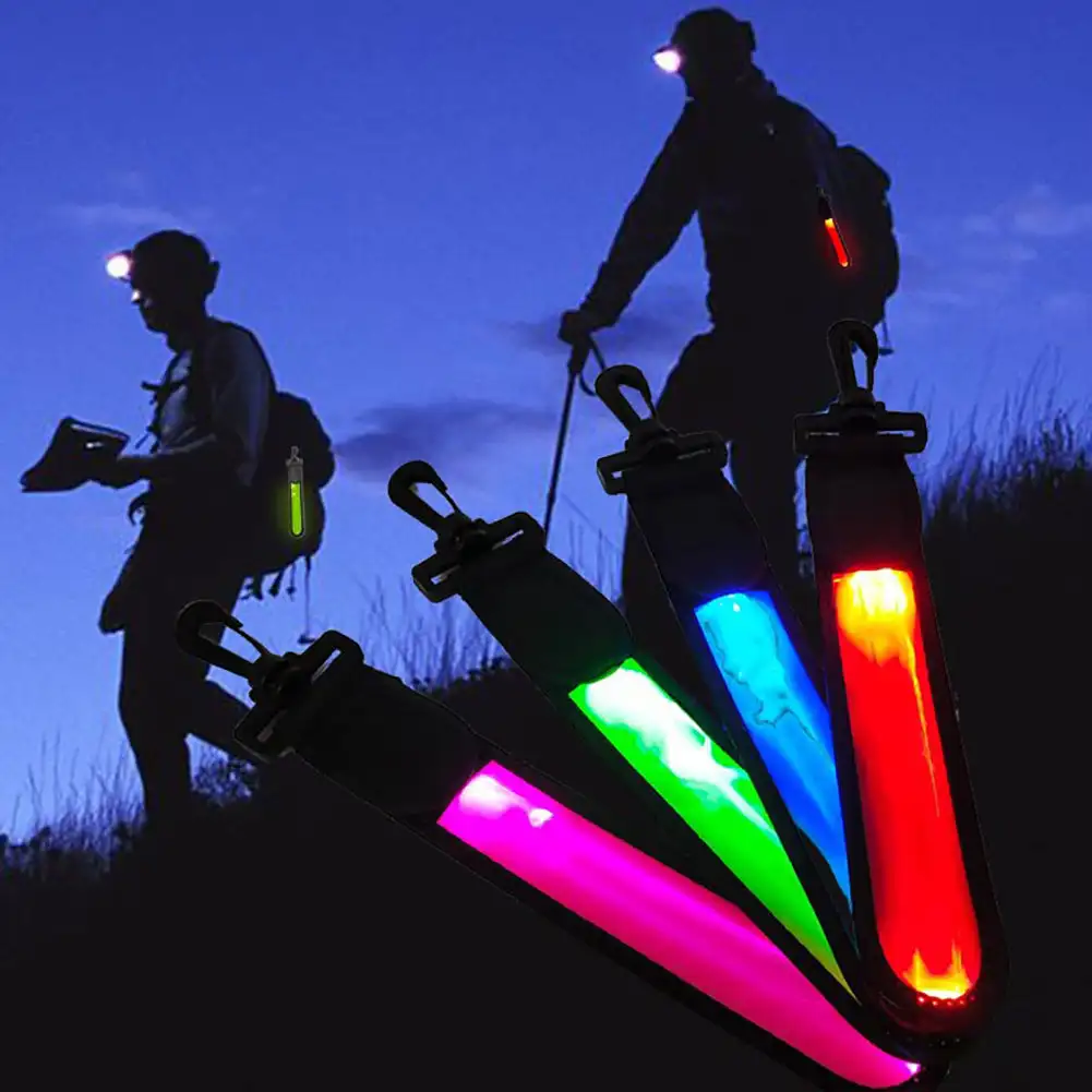 LED Glowing Luminous Reflective Backpack Hanging Light Night Running Safety Alert Wristband Outdoor Sport Armband Warning Light