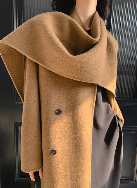 Camel Coat Scarf Colors Women Double-face Woolen Coat Fall Winter