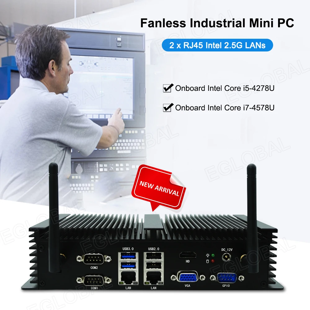 Eglobal Intel 11Th Gen Industrial Mini Pc Core I7 32G Ddr4 Ram 1Tb Ssd Rj45 I225-V 2.5G Computer Industriale Windows11 Hdmi 6 * Com