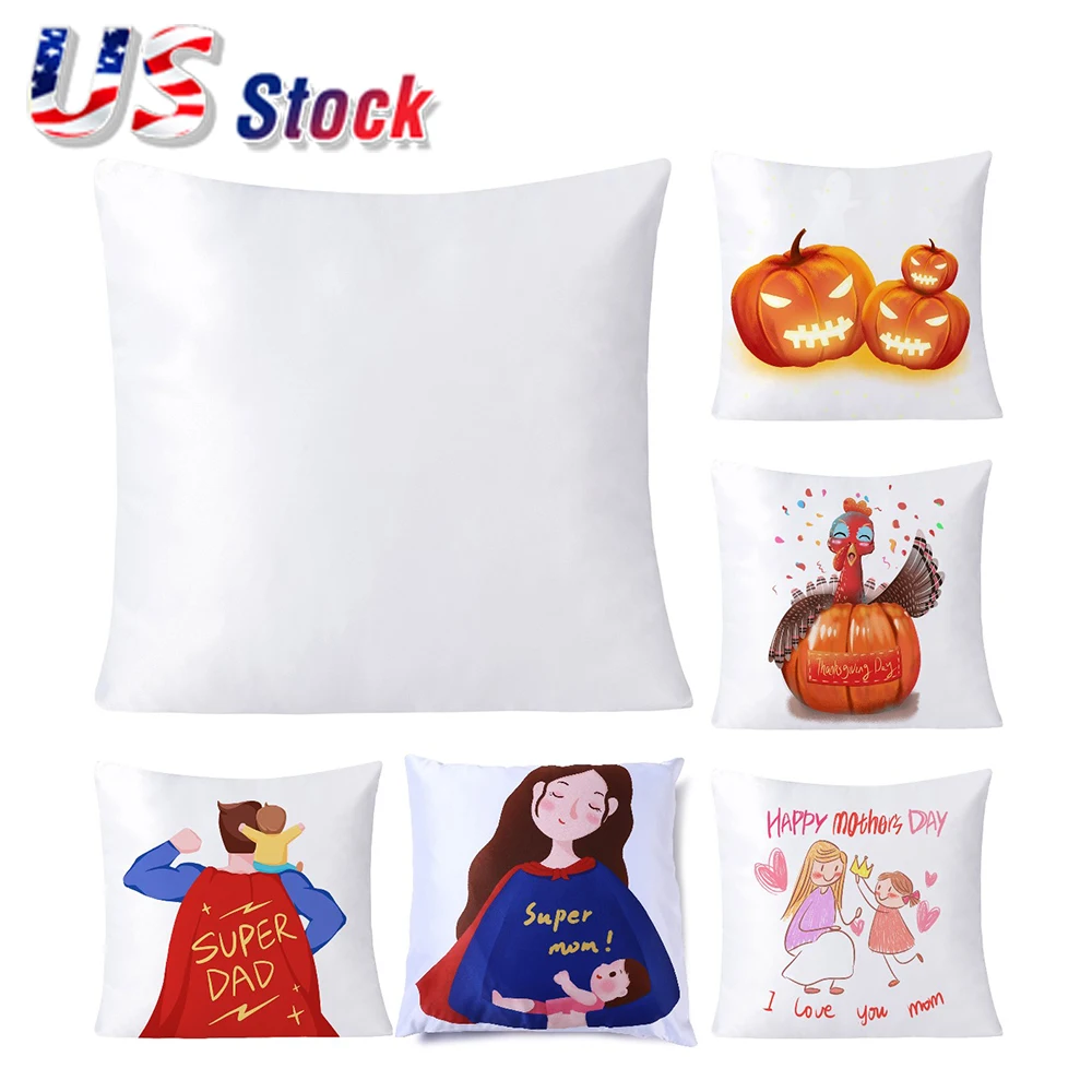 

US Stock 10pcs 40 x 40cm Plain White Sublimation Pillow Case Blanks Cushion Cover Throw Pillow Covers Blanks for DTF Printing
