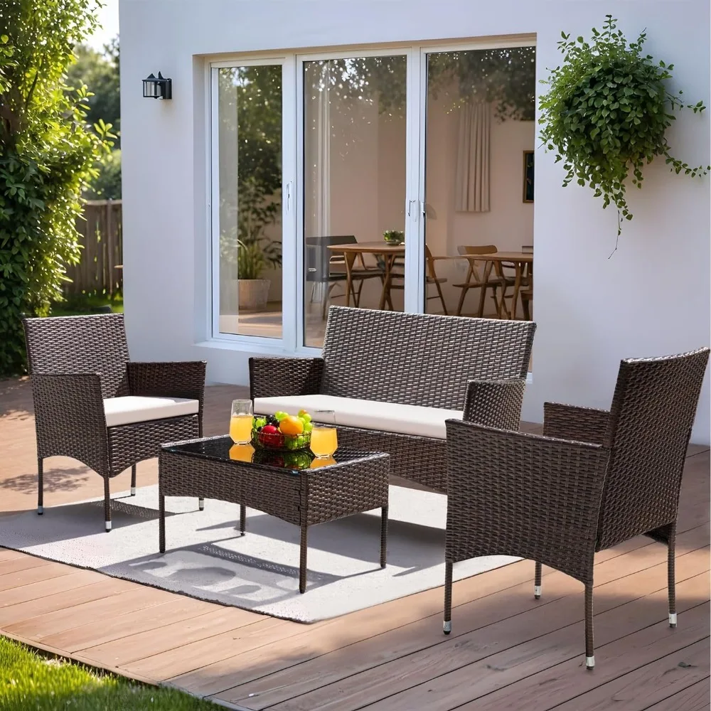 

Courtyard Furniture 4-piece Set Dialogue Outdoor Willow Vine Chair Garden Furniture Sets Patio 37.5 x 11.3 x 25.8 inches
