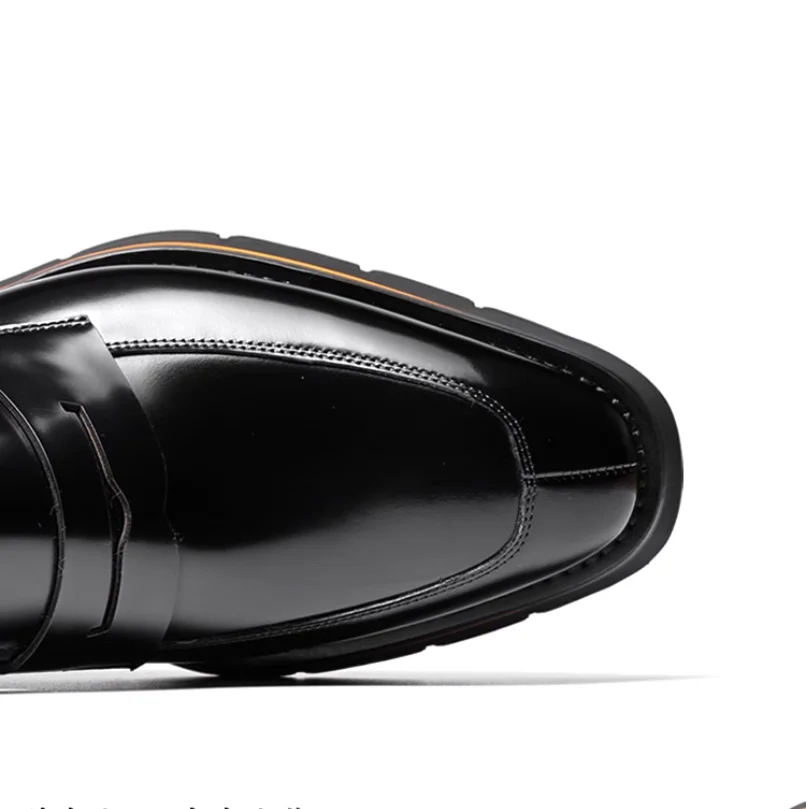 Hochwertige britische Slip-on-Loafer für Herren von Business Casual mit seitlichem Reißverschluss, Perlmuttleder, glänzender dicker Sohle, formelle Herrenschuhe. – Detail 11