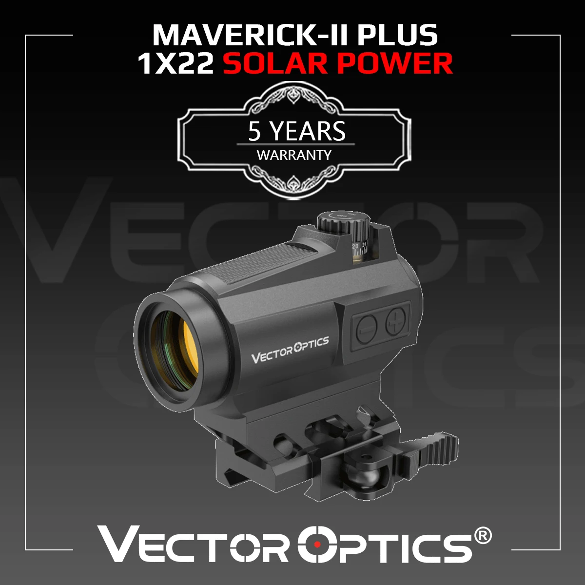 

Vector Oprics Maverick-II Plus 1x22 SOL Solar Power Red Dot Sight With 3MOA Dot Size Compact Design For AR AK Series .223 .308