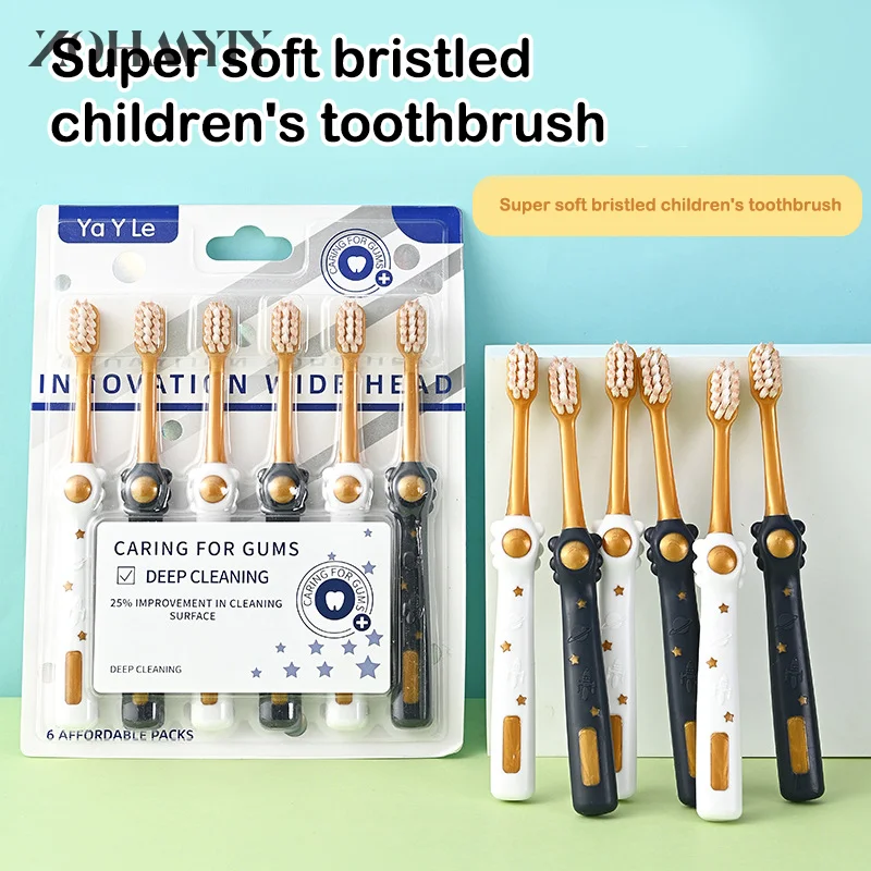 

6pcs Cute Children'S Tooth Brushes 3-6-12 Years Old Toothbrush Soft Fine Bristles Teeth Brush Children Oral Care Cleaning Tool