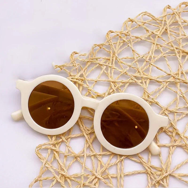 Kids retro round cartoon boy & girl sunglasses vintage baby toddler colorful shades UV goggles