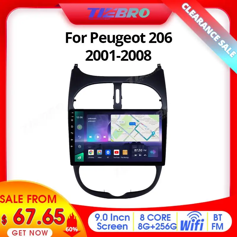 Tiebro Liquidazione Vendita 60% Di Sconto Autoradio Per Peugeot 206 2001-2008 Citroen C2 2004-2008 Lettore Multimediale Stereo Android 10