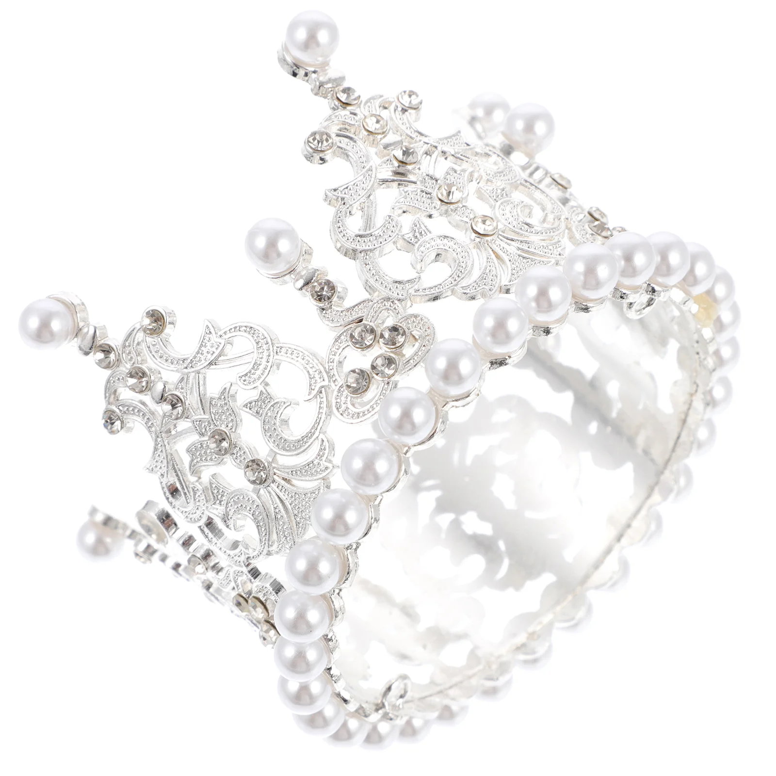 

1Pc Festival Cake Topper Decorative Crown Props Delicate Pearl Crown Adornment