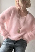 Women'S Soft V Neck Pullover Sweater  Casual Detail Light Pink Loose Fit for Spring Fall Spring