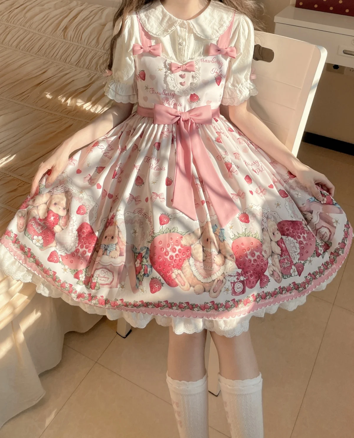 オリジナルlolita 刺繍入り プリント ロリータJSKワンピース　L276＃ オリジナルlolita 刺繍入り プリント ロリータJSKワンピース L276＃