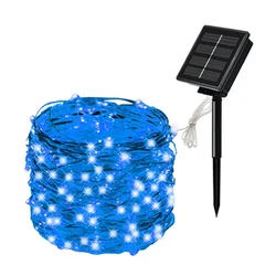 Enchanting Solar LED Fairy Lights - Waterproof Outdoor Garland for Garden Wonderland Christmas Décor (Blue)