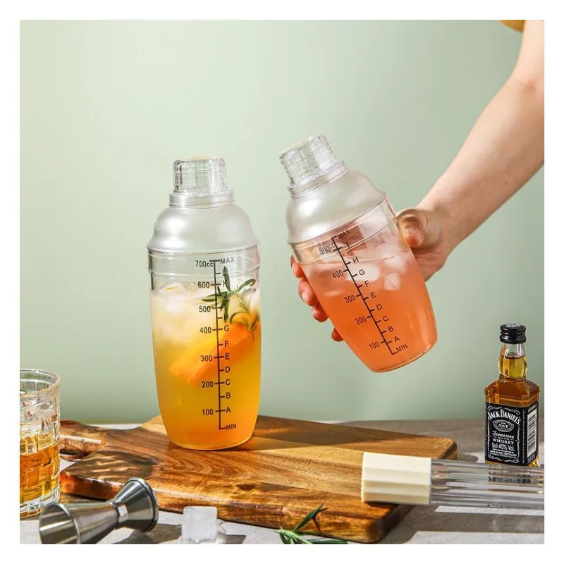 Cocktail Shaker Set 500ml Transparent Measuring Shaker with Stainless Steel Muddler for Bartending Juicing Mixing Drinks