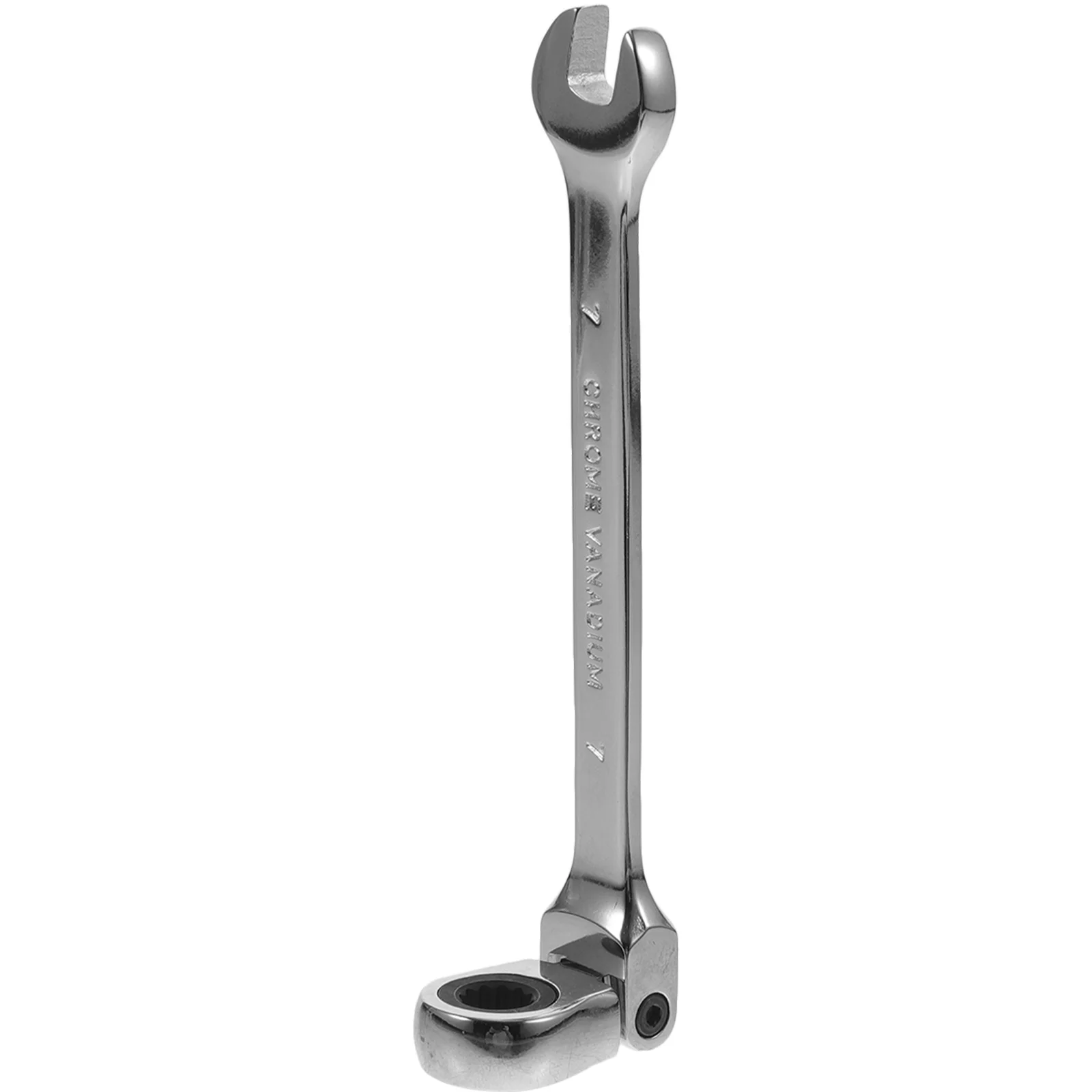 

7mm Dual Heads Ratchet 180 Degree Flexible Pivoting Head Adjustable Combination Dicephalous Wrench Spanner (Silver)