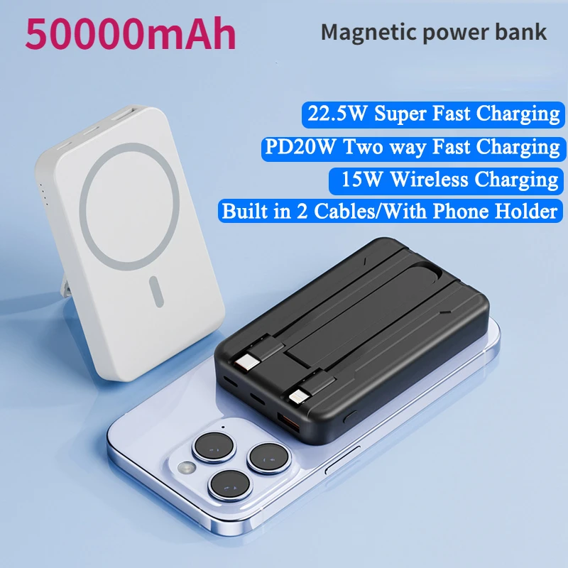 Nuovo 50000Mah Mini Power Bank Caricatore Wireless Qi Magnetico Portatile Power Bank A Ricarica Rapida Per Iphone Xiaomi Huawei