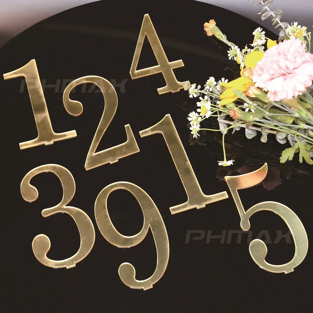 Gold Mirror Wedding Table Numbers Wedding Table Signs 3D Numbers Decor with Stand