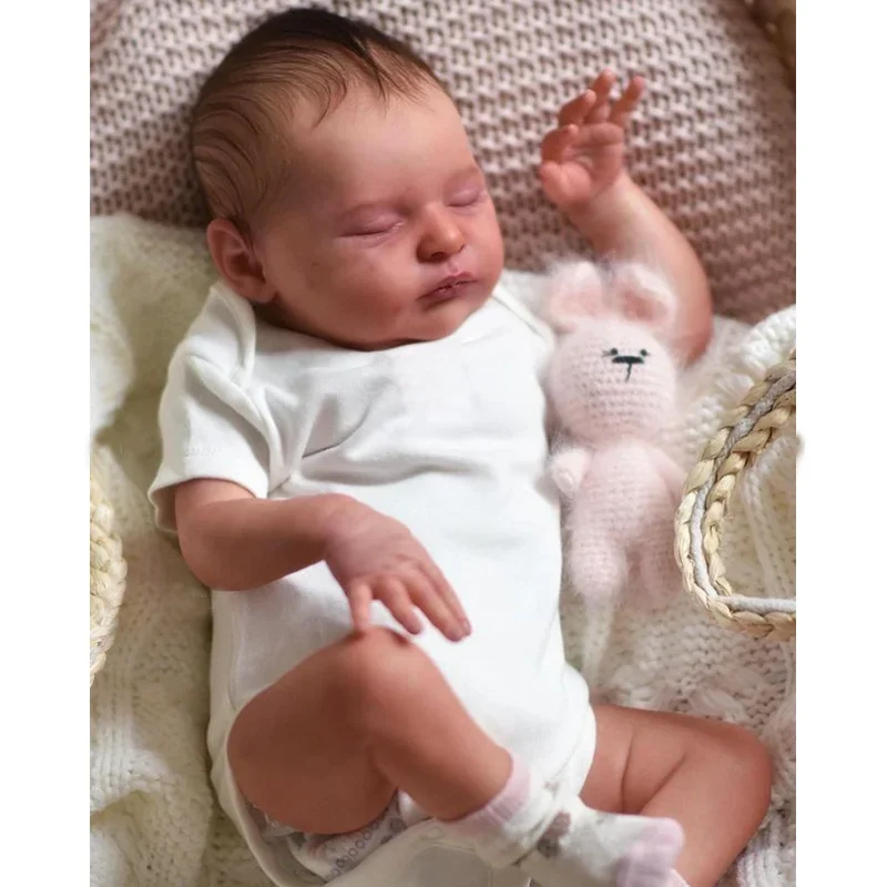 

NPK 49cm Laura Newborn Baby Size Already Finished Reborn Baby Doll 3D Skin Hand Detailed Painted Skin Visible Veins