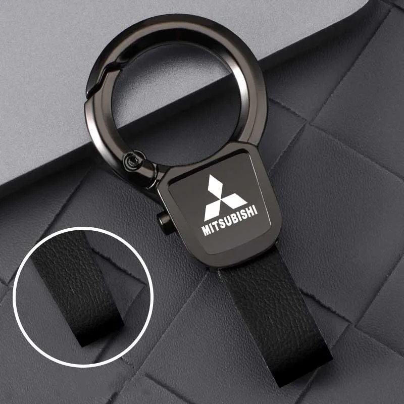 자동차 로고 키 체인 Pu 가죽 금속 열쇠 고리 펜던트 Mitsubishi Ralliart ASX Lancer Cordia Pajero Outlander Galant Mirage Colt