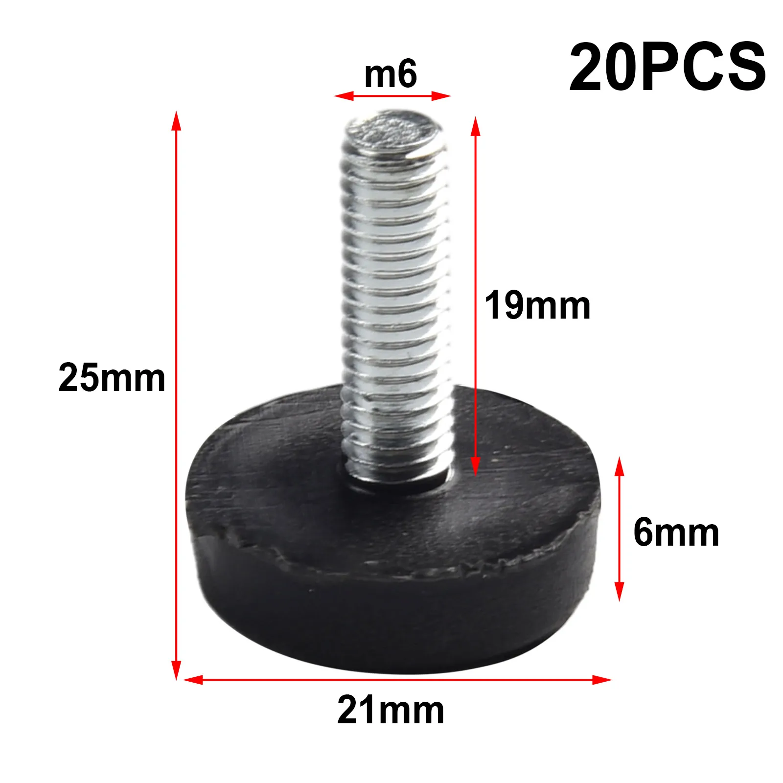 20-Pack Adjustable Rubber Leveling Feet with Screws - Anti-Shock Protection