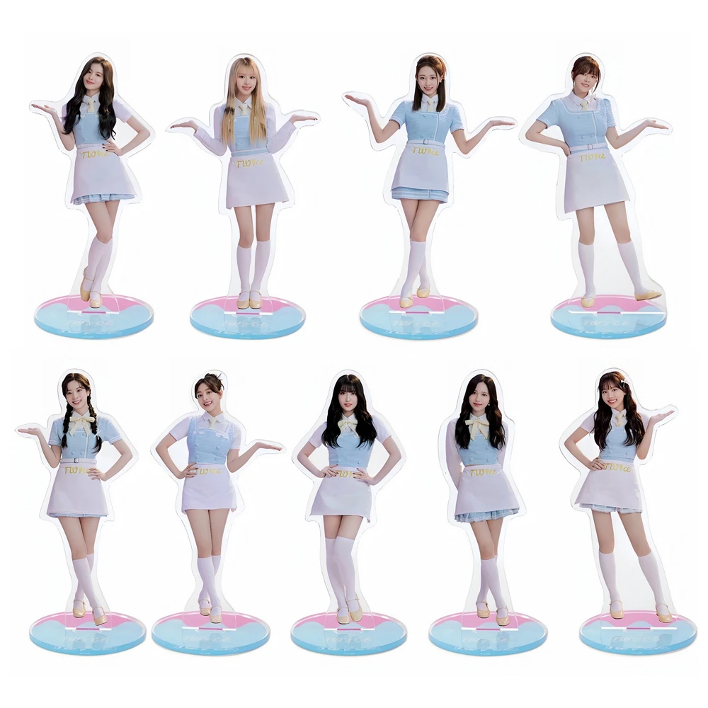 

10CM KPOP TWICE Acrylic Stand Figure NAYEON Momo Sana Mina Tzuyu JiHyo Standing Model Desktop Decoration Fans Collection Gift