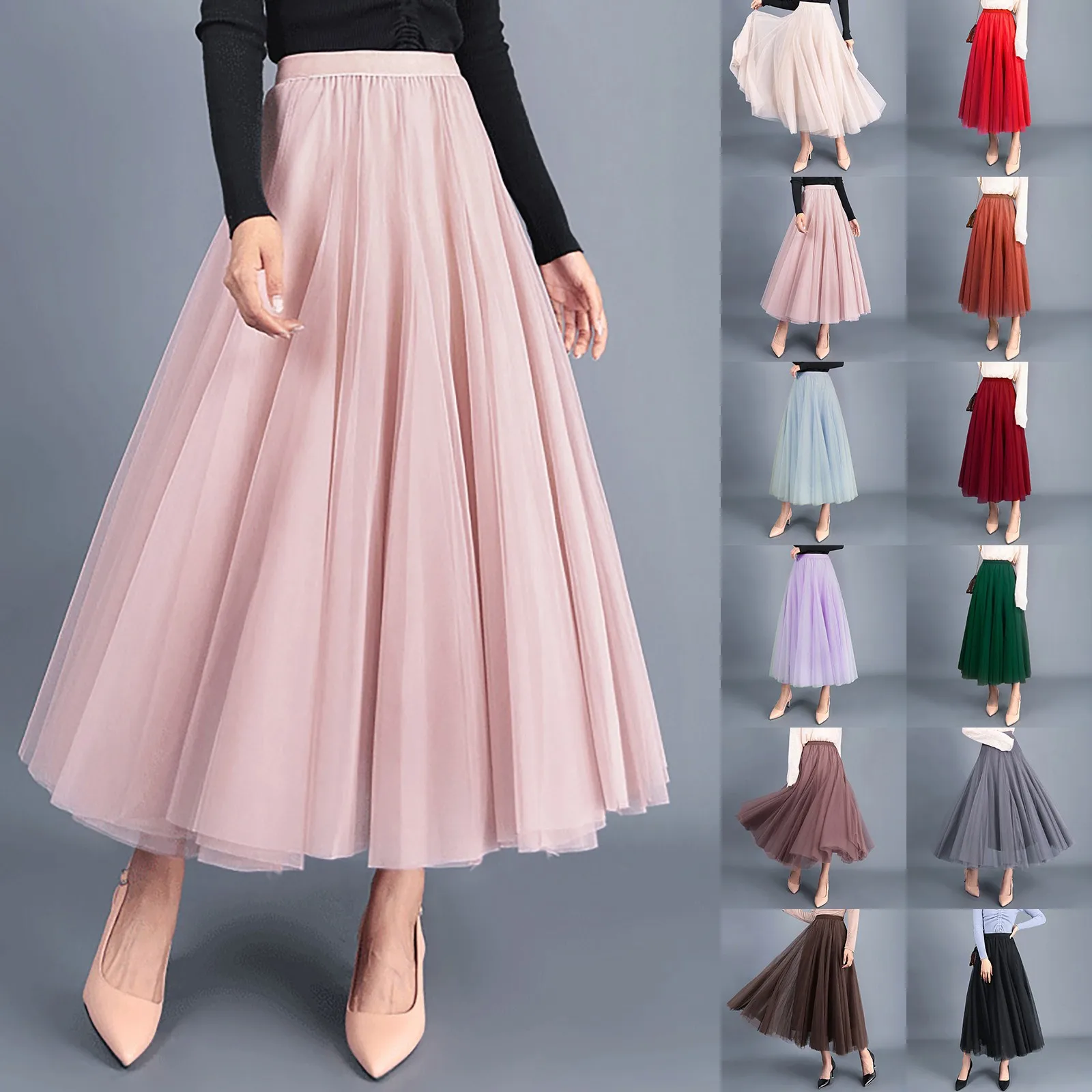 

Skirts Womens Autumn 3 Layers Princess Tulle Mesh Pleated Skirt Saia Female Jupe Summer Tutu Skirts Faldas Mujer Moda