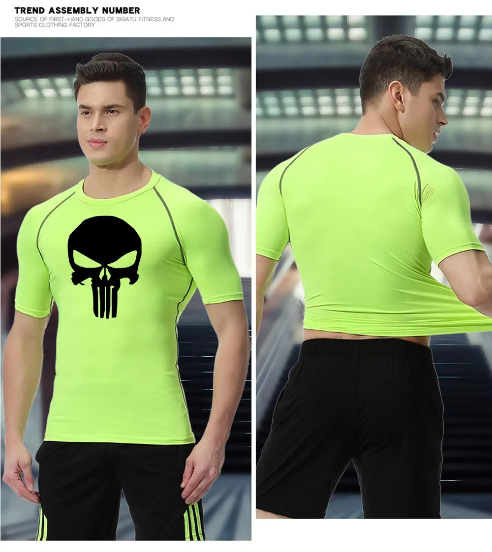 Rashguard Men's Fitness Gym Sports Punisher T-Shirt Compression Quick Dry MMA Boxing Jogging Training Tennis Musculation Sets sports apparel mens t shirt