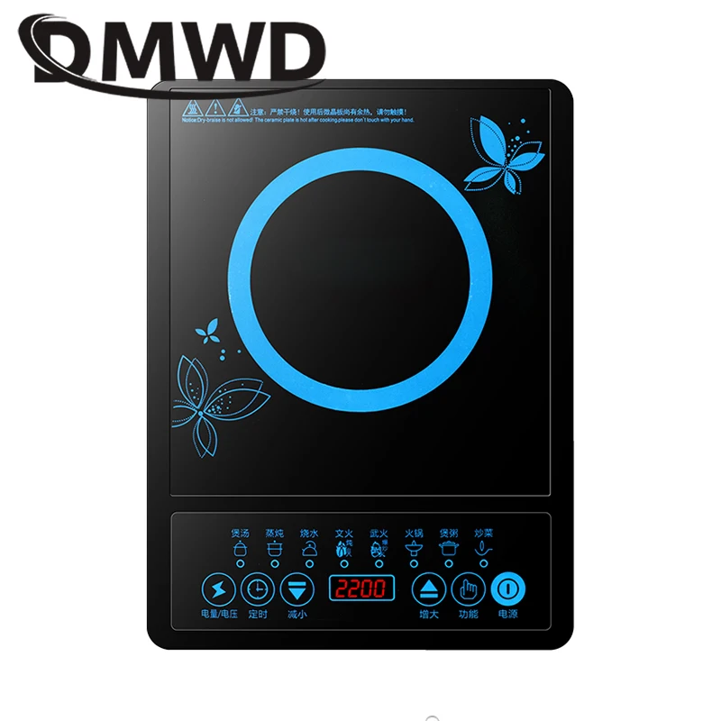 DMWD Electric Magnetic Induction Cooker Household Waterproof Small Hot Pot Heating Stove Touchpad Stir-fry Dish Cooking Oven EU