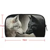 Winter White Wolf Wallets Howling Snow Wolf Coin Money Bag Credit Card Holder Long Wallet Earphone Storage Bag Phone Pouch Gift 5