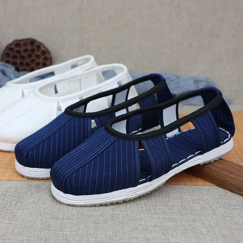 

Summer Manual Melaleuca Sole Shoes Kung Fu Shoes Tai Chi Wing Chun Chinese Traditional Sports Sneakers Cotten Fabric Breathable